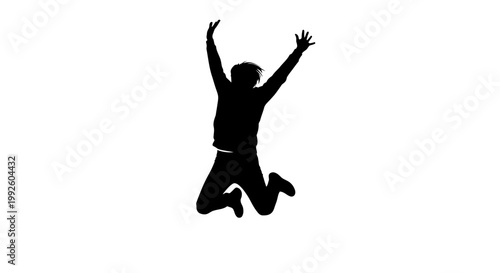 Silhouette of a person jumping up.