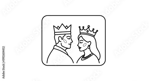 King and Queen Line Art Icon