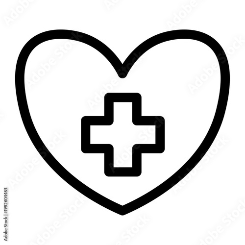 Healthcare Heart with Medical Cross Line Icon