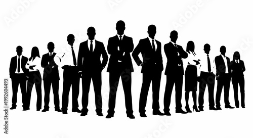 Silhouettes of business people standing together.