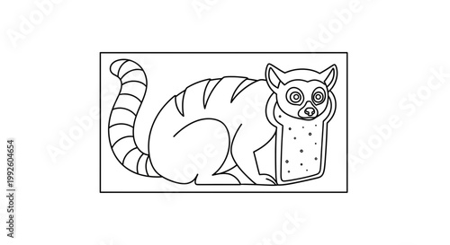 Funny Lemur Eating Toast Slice Cartoon