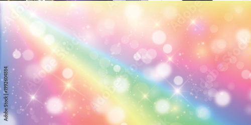 Dreamy Rainbow Bokeh Background with Sparkling Stars