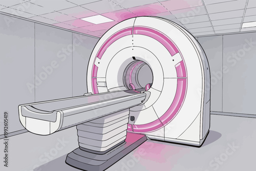 CT scanner used for medical imaging at a hospital facility during daytime