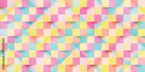 Colorful Pastel Geometric Checkered Pattern Background