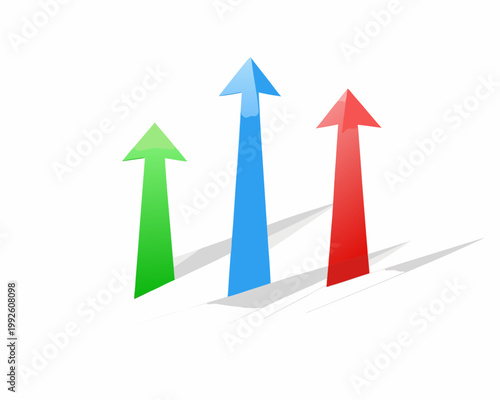 Three colorful arrows pointing upwards signifying growth and progress