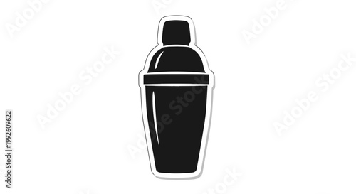 Black Cocktail Shaker Icon Vector Illustration on White Background