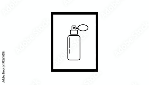 Perfume Bottle Icon, Simple Line Art Illustration, Elegant Spray Atomizer Symbol