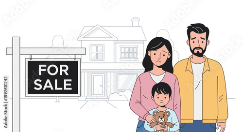 Forced Relocation: Family Sells Home Due to Financial Hardship Illustration