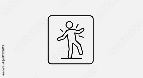 Person falling icon, risk of injury, accident symbol, danger warning sign