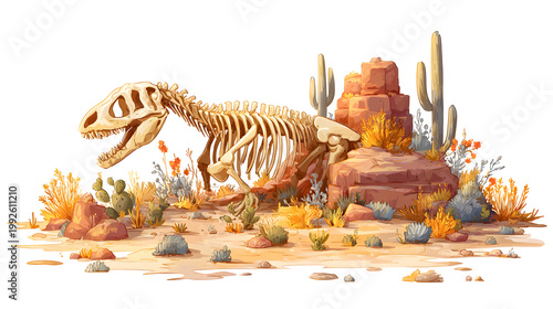 A wild zebra skeleton and dinosaur fossil bone sand castle on the white sand beach nature safari