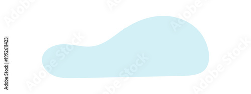 Soft blue flat cloud symbol on white. Minimal weather cloud icon as airy shape and smooth soft shape. Pastel sky motif with clean silhouette and abstract backdrop for web ui button or logo template