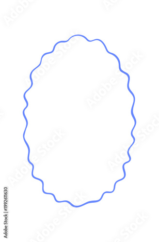 Minimalist mediterranean coquette frame with soft blue ink line border. Cute rectangle card outline as whimsical background. Hand drawn doodle element suits cafe menu, invitation card or social media