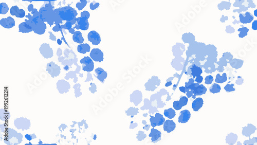 Abstract blue splashes and shapes on a clean white background