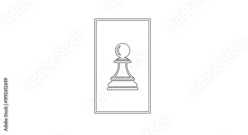 Minimalist Chess Pawn Icon Outline Illustration on White Background