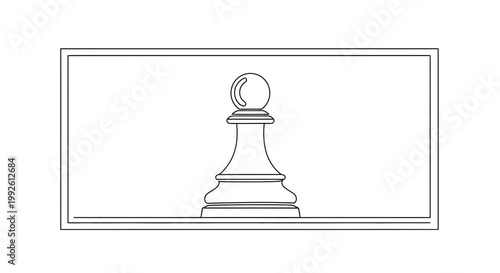 Minimalist Chess Pawn Icon on White Background, Strategy Game Piece Silhouette