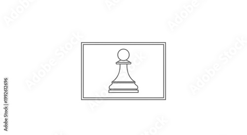 Minimalist Chess Pawn Icon on White Background