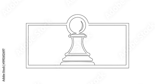 Minimalist Chess Pawn Icon with Frame - Strategy Game Symbol