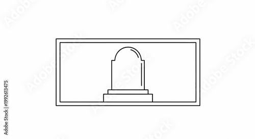 Minimalist Line Art Tombstone Icon on White Background