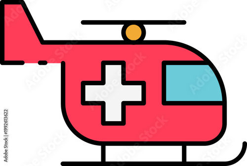 Modern vector icon of medical helicopter, symbolizing swift air ambulance, emergency patient transport, and critical rescue operations for health and aid assistance
