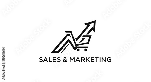 Free Download Sales and Marketing Logo with Upward Arrow and Shopping Cart Icon - GFXLoad
