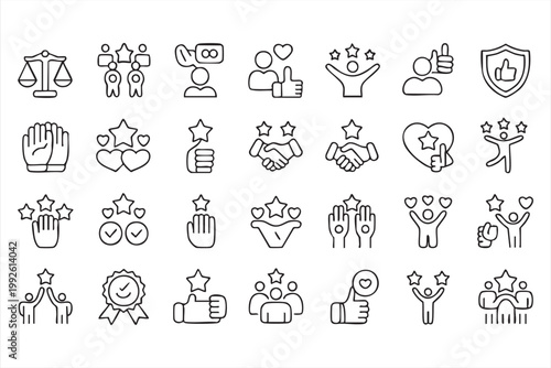 Client Feedback Testimonial Rating Line Icons