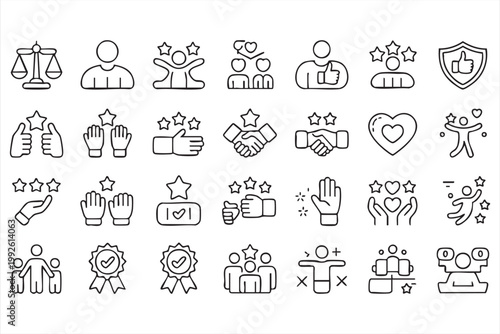 Customer Experience Trust Review Satisfaction Icon Set