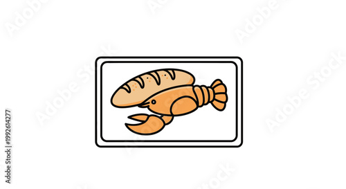 Lobster and Bread in a Frame - Creative Food Illustration