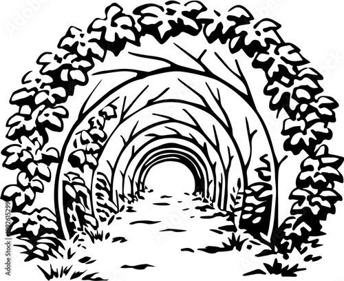 Sinister Gothic Forest Pathway Surrounded by Creepy Flora