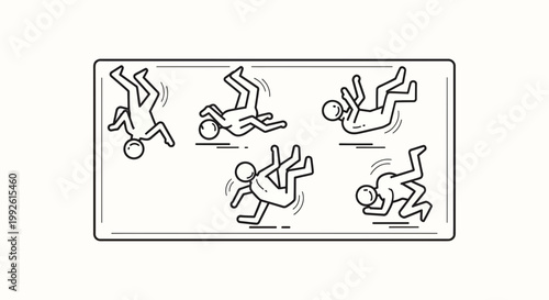 Falling People Icons: Motion Sequence of Stumbling and Tripping Figures