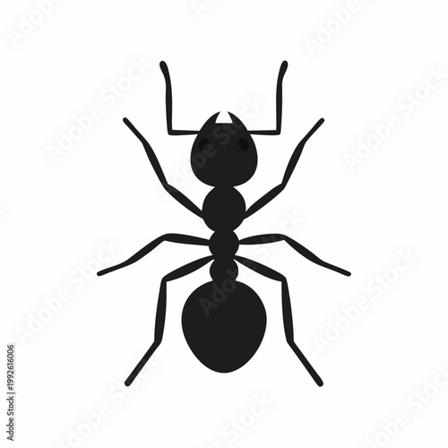 Simple black silhouette of an ant with clearly defined body segments