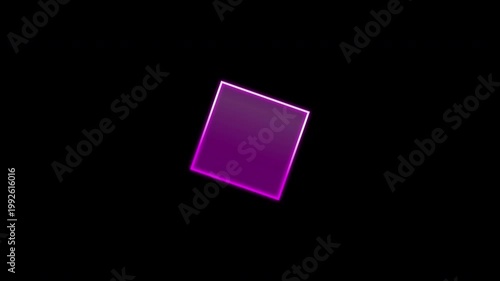 Holographic Iridescent Magenta Rectangular Polygon with a shimmering glass-like translucent fill, a 2D geometric loop animation on a solid black background.