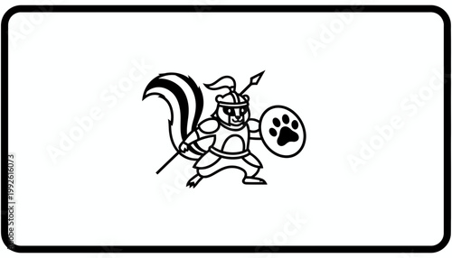 Cartoon Warrior Squirrel with Spear and Paw Shield