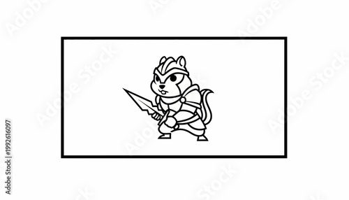 Cartoon Warrior Chipmunk Holding Dagger, Fantasy Character, Cute Animal Warrior