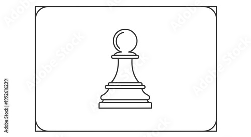 Chess Pawn Icon: Minimalist Line Art of a Single Chess Piece on White Background