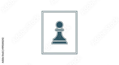 Chess Pawn Icon Inside a Frame, Minimalist Graphic Design, Strategy Symbol