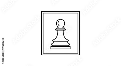 Chess Pawn Icon in Square Frame, Minimalist Vector Graphic
