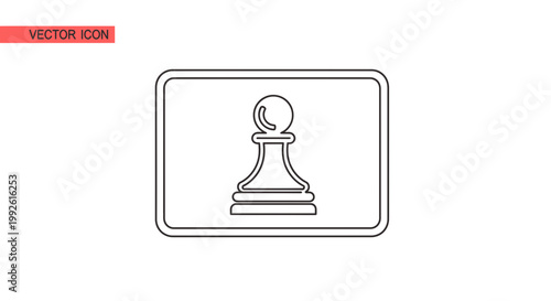 Chess Pawn Icon on White Background, Vector Graphic