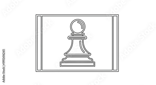 Chess Pawn Icon Outline, Strategy Game Piece, Minimalist Design