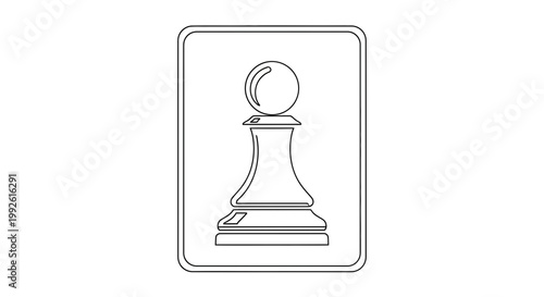Chess Pawn Icon, Strategy Game Piece, Simple Line Art