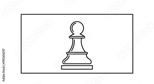 Chess Pawn Icon, Strategy Game Piece, Simple Line Art