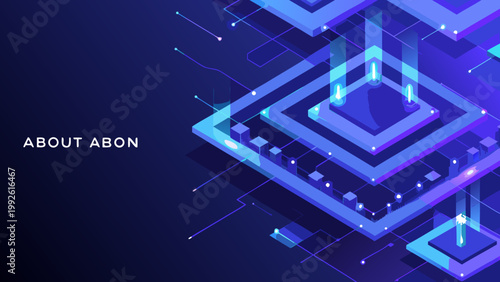 Abstract isometric design showcasing digital connections and data flow