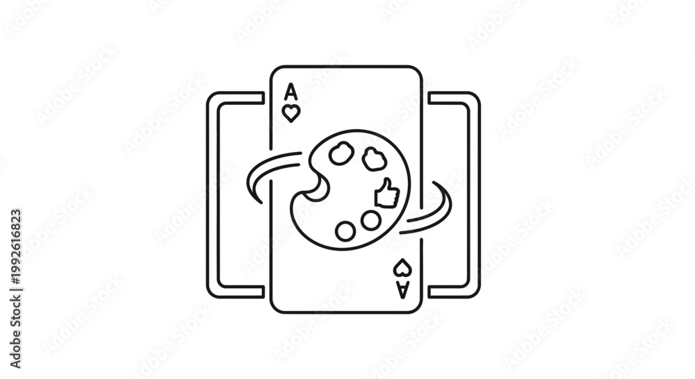 Fototapeta premium Ace of Spades Card with Artist Palette and Swirls - Creative Gambling Concept