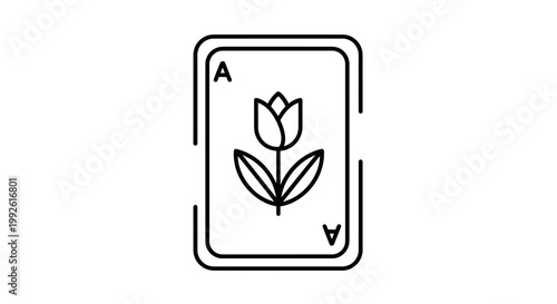 Ace of Flowers Playing Card Icon Vector Illustration