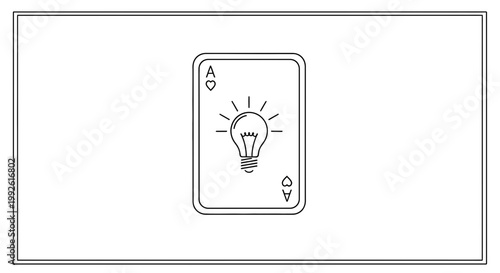 Ace of Hearts Card with Light Bulb Idea Symbol