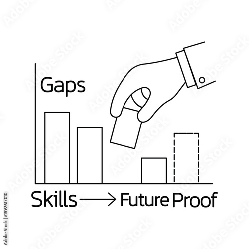 Skills gap analysis future proof career development bar chart icon.Editable stroke, Vector illustration, Line art Icon, Symbols.