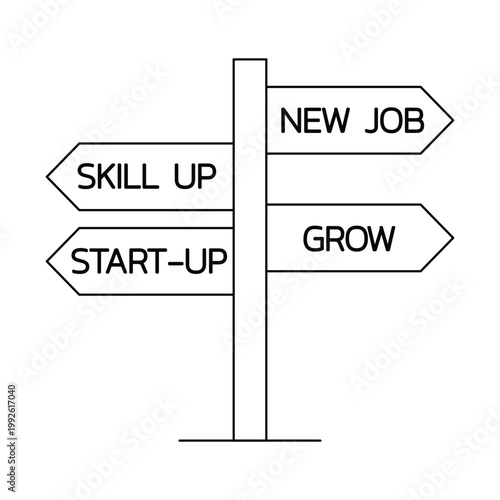 Career path direction signpost skill up new job grow startup icon.Editable stroke, Vector illustration, Line art Icon, Symbols.