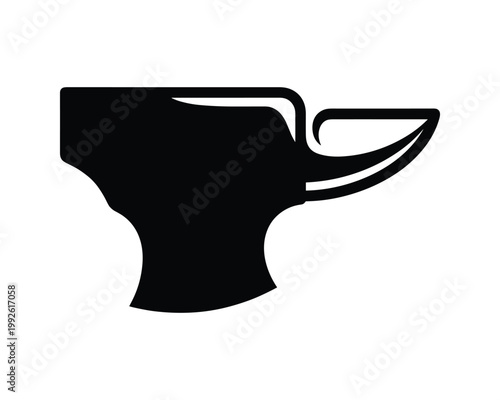 A black silhouette icon of a blacksmith anvil featuring its prominent horn.