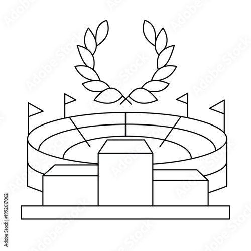 Winner podium stadium achievement success competition icon.Editable stroke, Vector illustration, Line art Icon, Symbols.