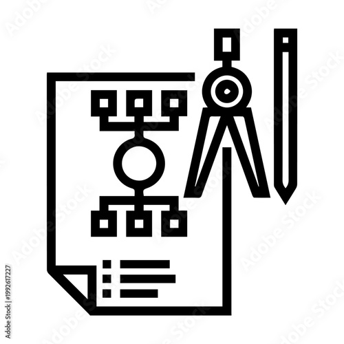  precision drafting architectural drafter line icon vector.