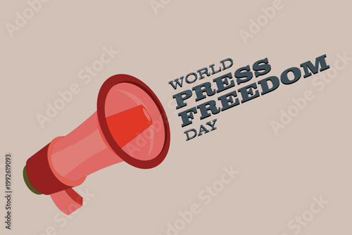 Megaphone illustration with “World Press Freedom Day” text, symbolizing media voice and freedom. eps 10